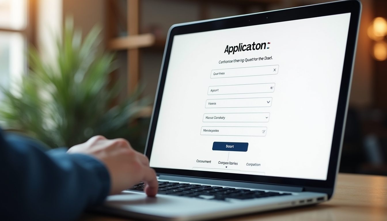 Close-up view of a laptop screen showing a grant application form