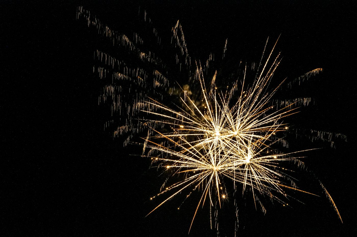Fireworks in a dark sky
